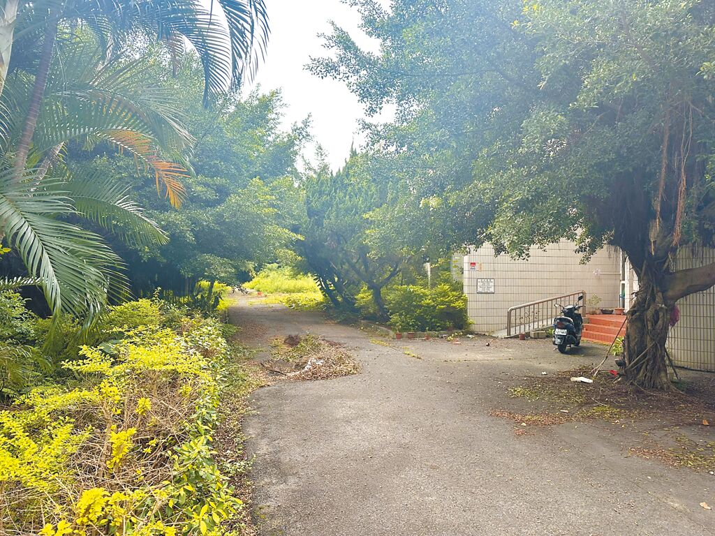 台北氣象站板橋站區2023年遷至新店安坑，舊廳舍長期無人使用，逐漸荒廢，地方人士希望將氣象站部分廳舍整修為福安里市民活動中心。（高鈞麟攝）