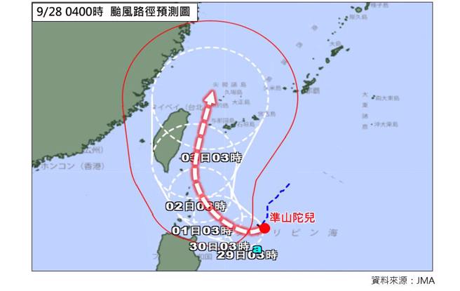 山陀兒移動速度緩慢，影響台灣時間延長。（翻攝林老師氣象站）