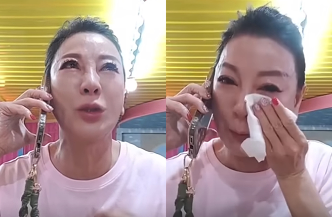 楊繡惠日前在直播中痛哭。（圖／翻攝自臉書）