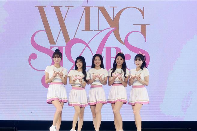 安芝儇（左起）、一粒、螢螢、林浠、Mingo在28日出席Wing Stars徵選活動。（桂田文創提供）