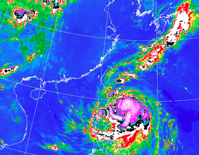 輕颱山陀兒今天將增強成中颱。（翻攝自氣象署）