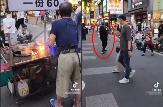 有网友表示，葱油饼老板明明很慌张，却成为街头艺人嘲讽消费的对象。（图／翻摄TikTok）