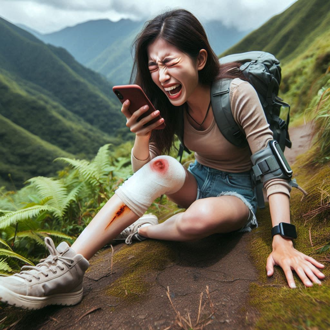 女山友登山時不慎跌落10米深山坡，大腿骨折請求消防隊救援。（示意圖、與本案無關／AI生成）