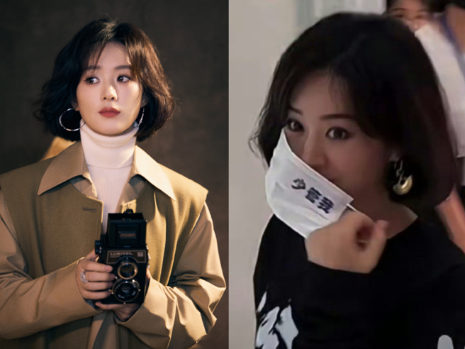 赵丽颖出席活动时，口罩上的1句话意外掀起讨论。（图／翻摄自微博）