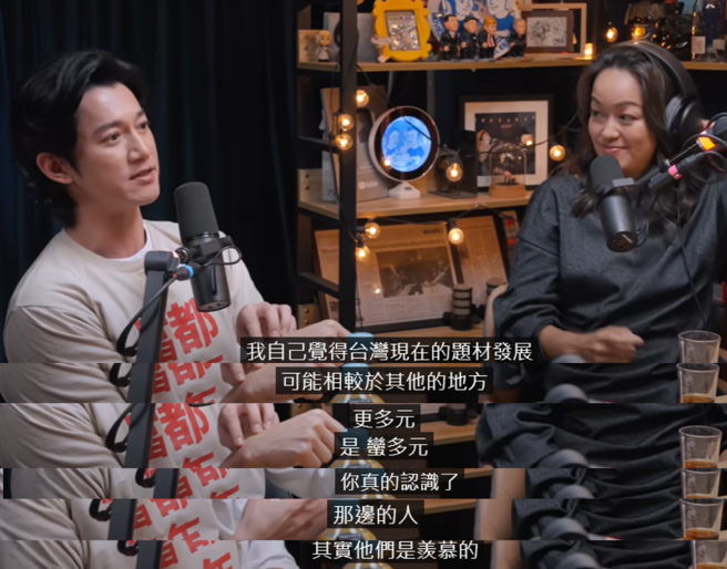 吴慷仁称讚台湾拍戏题材多元。（图／翻摄自百灵果News YT）