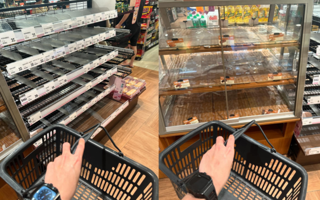 原PO到每個貨架都照一輪，全是空的。（翻攝自路上觀察學院臉書）