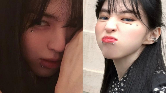 韩韶禧过去在脸上穿了唇环和颧骨钉，掀起网友热议。（图／翻摄自韩韶禧IG）