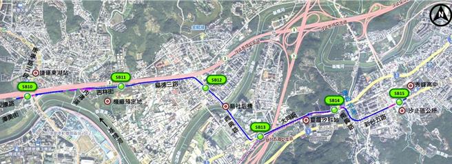 捷运汐东线路线图。（新北市捷运局提供）