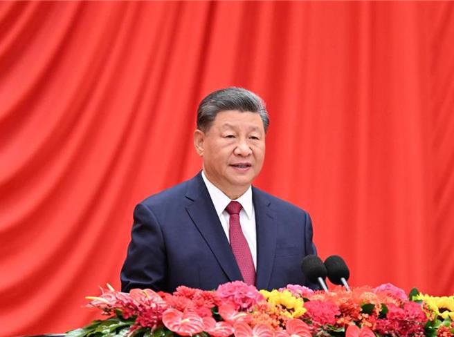 大陸國家主席習近平於中共建政75周年招待會稱，台灣是「中國的神聖領土」。（新華社）
