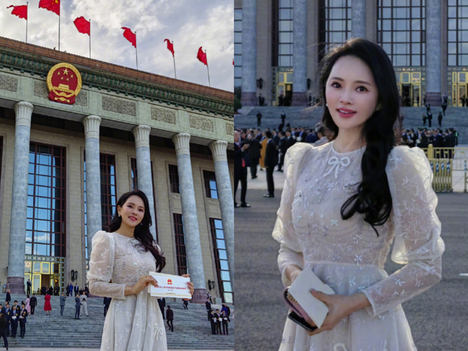 伊能静参加「中华人民共和国成立75周年招待会」。（图／翻摄自微博 伊能静）