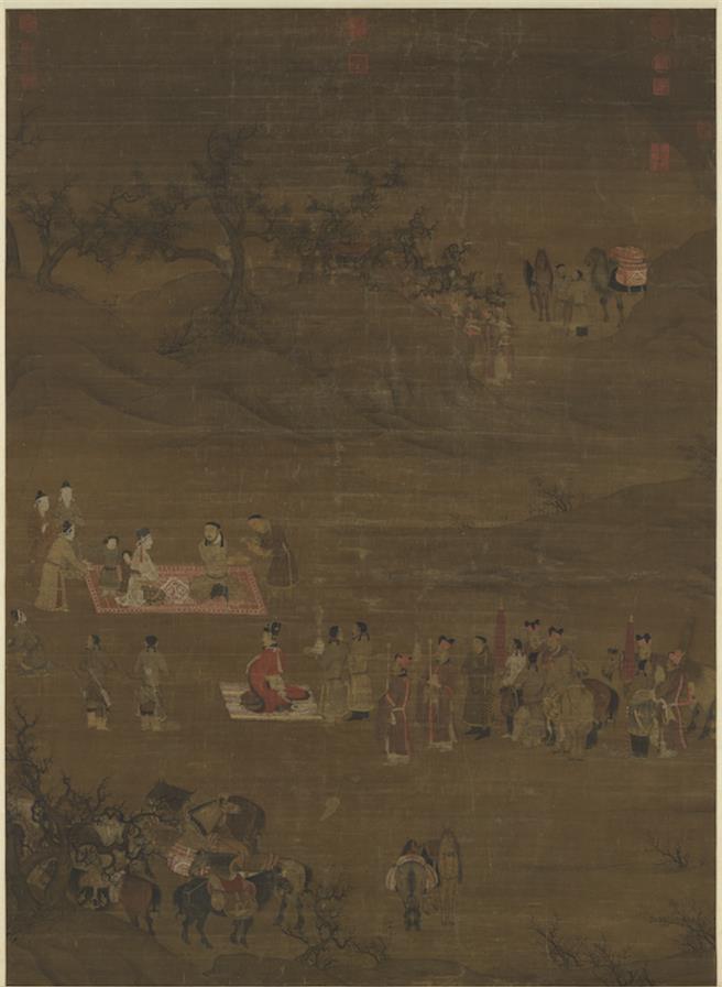 〈宋陈居中文姬归汉图〉所谓人物均穿着宋、金服饰。（国立故宫博物院提供／李怡芸台北传真）