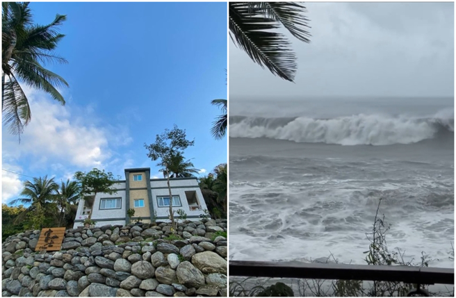 台東都蘭富士村的富士A'tolan民宿，正妹闆娘是瑜珈老師，老闆喜歡衝浪，但在山陀兒強颱期間選擇閉館、拒絕颱風天來觀浪的旅客。（圖／攝自 threads@fushiatolan、IG@fushiatolan）

