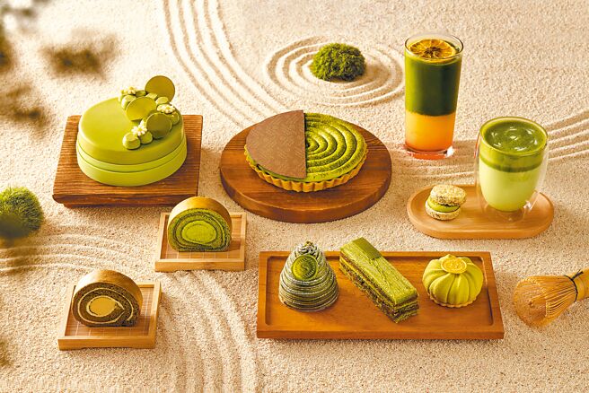 台北喜來登與京都百年抹茶「辻利茶舖」合作，共推出20款抹茶甜點與飲品迎接秋季。（台北喜來登大飯店提供）