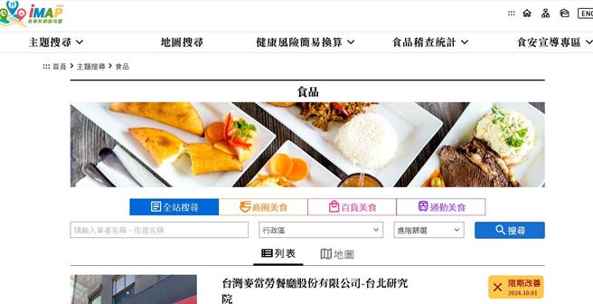 台北市食药粧网路地图遭北市审计处指出去年有700多间店家稽查资讯未即时更新。（翻摄自iMAP官网）