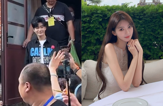 黄晓明认爱叶珂后，最近出席活动疑戴髮片。（图／翻摄自娱乐圈外汉、叶珂kerr微博）