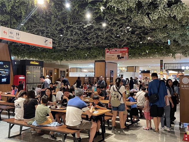 北北基颱风假，宏匯广场美食街人潮与假日相当。（宏匯广场提供）