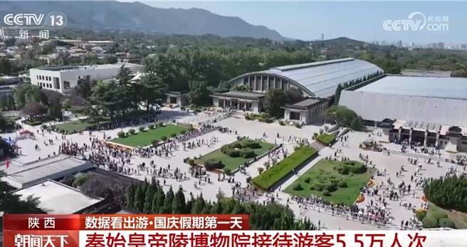 十一假期首日大陸跨區域流動破3.3億人次，比2019同期增逾三成。（大陸央視）