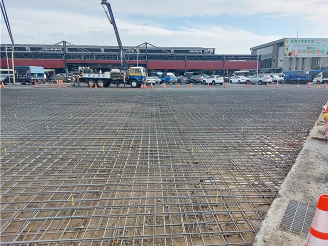 嘉义鱼市场停车场重新施工改善。（嘉市府建设处提供／廖素慧嘉市传真）