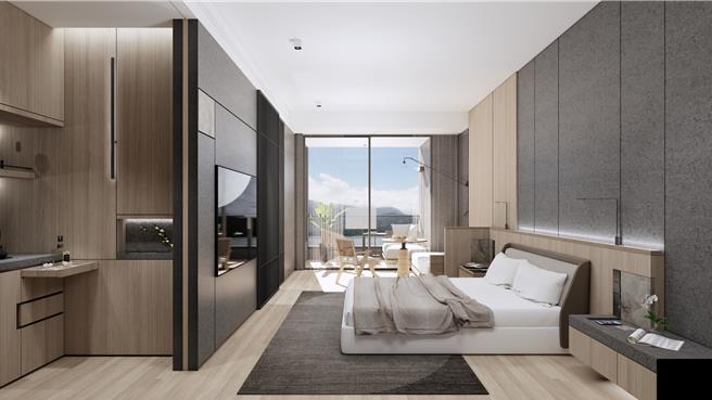 配合周年庆限定住宿优惠，汉来饭店事业群推出「月月抽」回馈活动，奖品包括将试营运的汉来日月行馆豪华湖景客房住宿券，图为客房3D模拟图。 （图／汉来日月行馆）