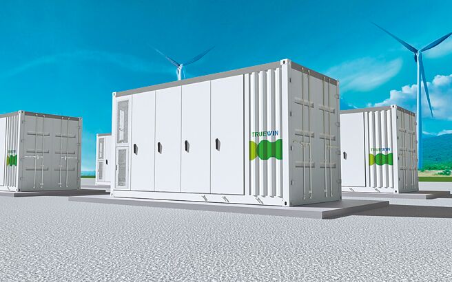 储盈5MWh大型储能货柜，专利STOBA高安全性材料加持下，安全更升级。图／业者提供