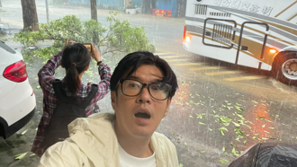強風吹斷路樹！男星曬照「高雄變漂漂河」 外景緊急中斷避難