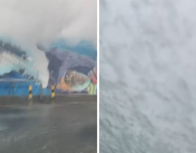 影片在網路上曝光後，許多網友認為，小琉球目前的天氣不適合出門，怒斥駕駛仍執意開車上路的行為是在「作死」。（圖 / 翻攝自臉書粉專「爆料公社」）