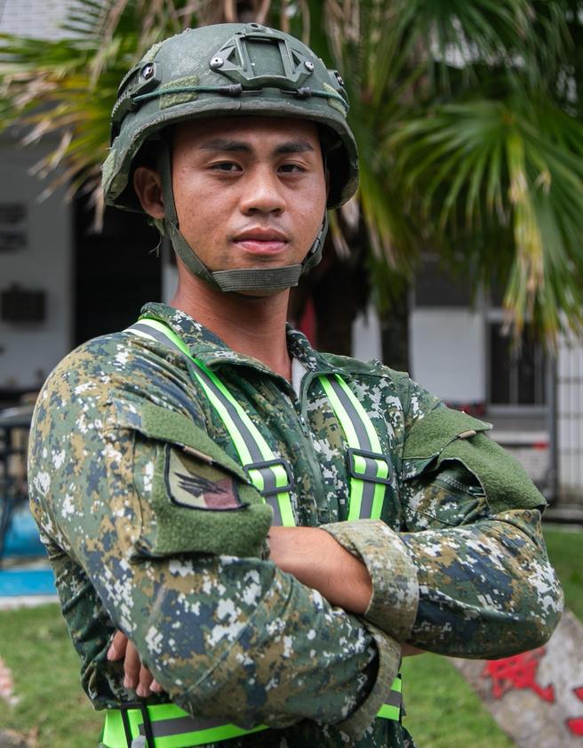 陸軍臺東地區指揮部機步2營機步2連溫吉祥下士。（記者林睿奕攝）