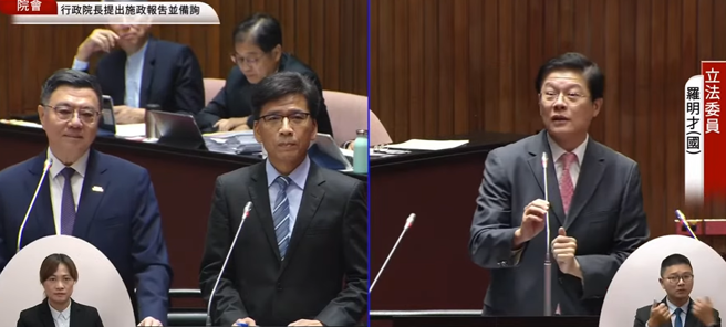 国民党立委罗明才质询画面。（取自国会频道）