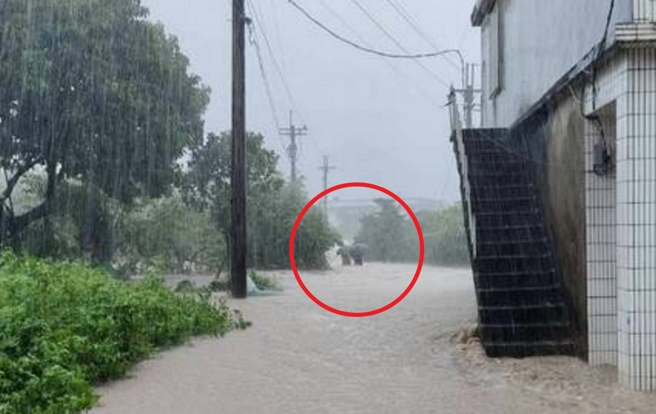 金山夫妇因溪水暴涨遭冲走双亡，而夫妻俩最后身影也曝光。（翻摄画面）