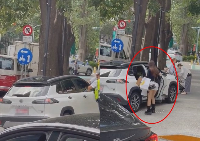 有網友在網路上爆料多元計程車違規亂象，沒想到網友都只注意上車的長腿妹。（翻攝爆料公社）