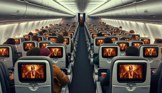 澳航机上发生故障意外，全机萤幕都在拨放限制级电影，让乘客当场崩溃。（示意图、与本案无关／AI生成）