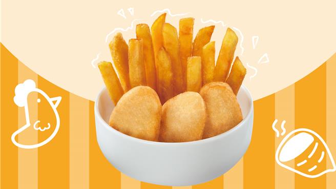 摩斯汉堡「鸡块地瓜组」65元，现在消费套餐就能用60元加购。（摩斯汉堡提供／朱世凯台北传真）