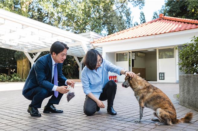 送上宠物大礼包！蔡赖会面畅谈狗狗经。（总统府提供）