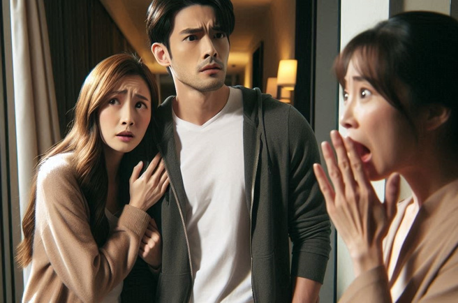 阿芳在电梯里，看到女婿阿德（化名）带着女性友人小美（化名），出手掌掴小美的脸。同时以台语辱骂小美，「肖查某」、「不要脸、三八机」等侮辱性词语。（示意图、与本案无关／AI生成）