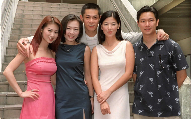 米凯莉（左起）、暄妮、汪建民、陈明真、谢祖武当年演出《台湾灵异事件》走红。（图／中时资料照）