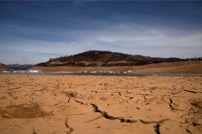 美國加州2021年一處土地因乾旱而龜裂。（圖／路透社）