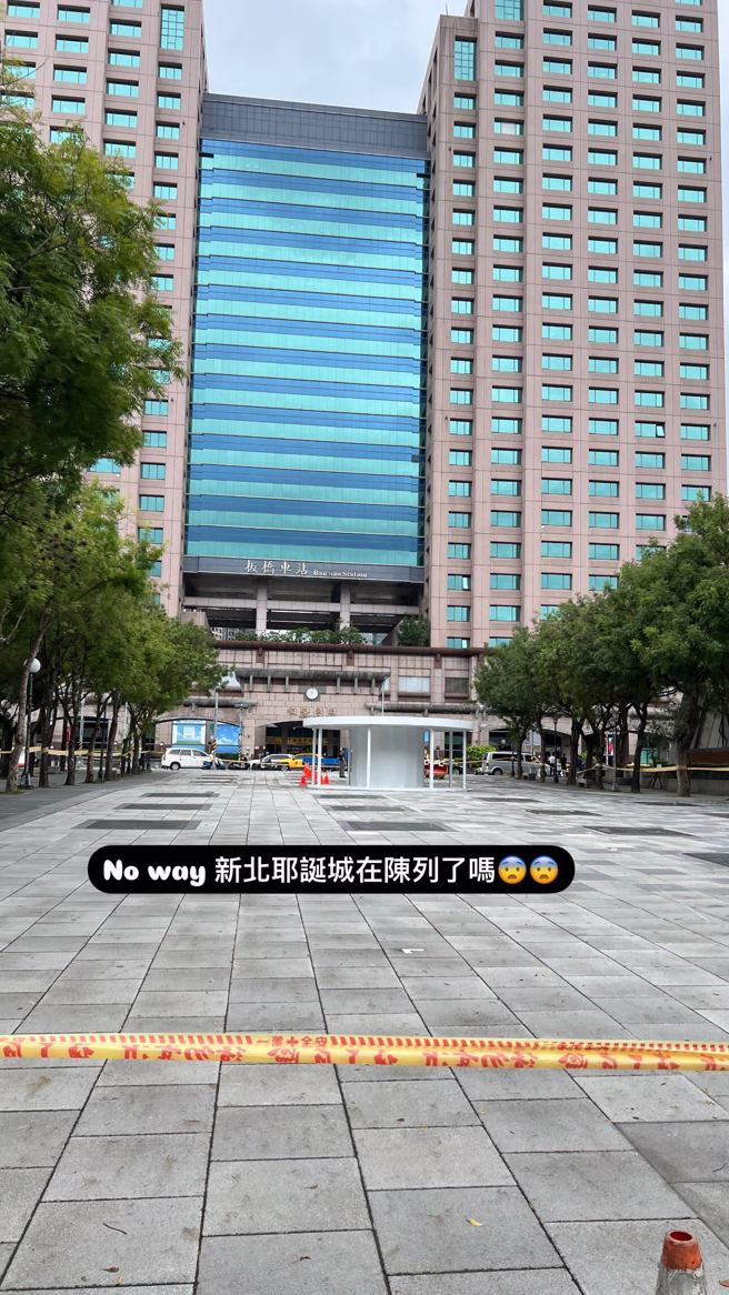 另一名网友也在社群平台发现了圆柱体，直接联想到新北耶诞欢乐城。（图／Threads@nisonlee授权提供）