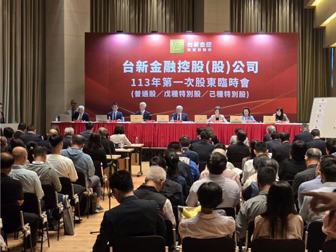 台新金股東臨時會通關新新併議案。（黃琮淵攝）