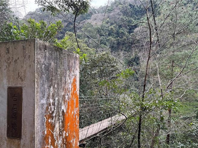 为维护游客安全，林业署新竹分署维修白石吊桥桥面板全面拆除更新及木结构检查工作。（林业署新竹分署提供／邱立雅竹县传真）