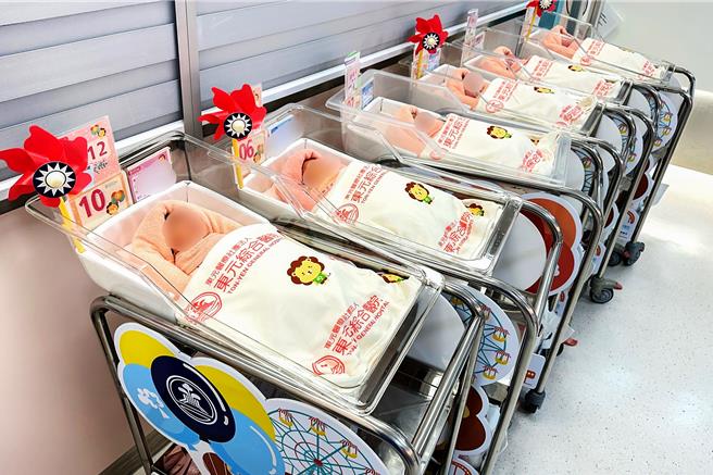 竹北市東元綜合醫院婦幼中心10日到11時30分，誕生5位國慶寶寶。（羅浚濱攝）