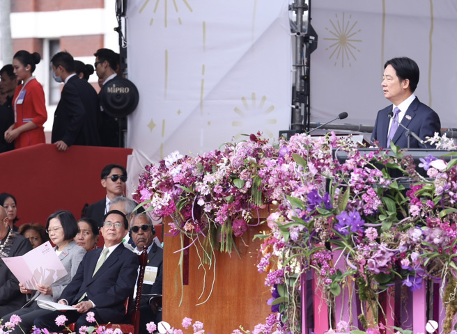 113年中华国庆10日举行，赖清德总统（见图）蒞临会场致词。（陈俊吉摄）