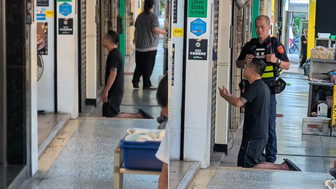 台中1名曾姓男子欲討回徐女向她借的金錢，於是直接在騎樓下跪。（翻攝記者爆料網）
