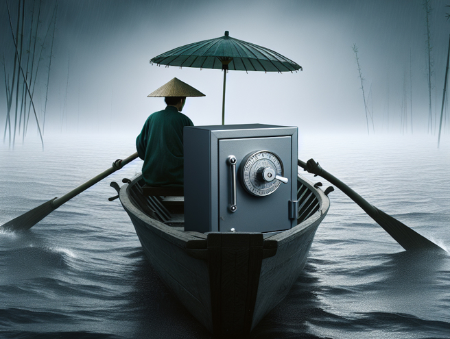 大陆一名男子策划一整年，凌晨划船去前公司盗走保险柜。（示意图／AI生成图）