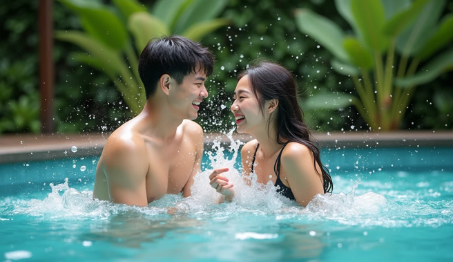 小美與曉萱及阿德一同前往泳池游泳時，她目擊阿德與曉萱之間的親密互動。（示意圖、與本案無關／AI生成）