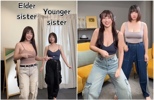 苹苹澎澎和双胞胎妹妹一起入镜跳舞。（图／摄自IG@pinpinponpon627）