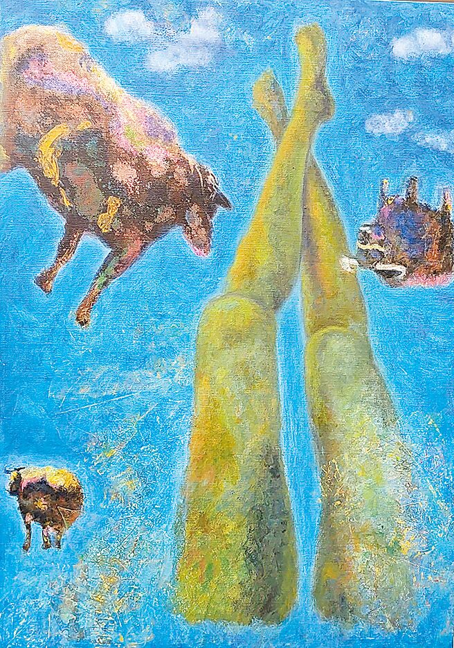 李昕複合多媒材作品「仰望天空」。圖／李昕提供