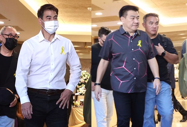 汪建民告别式，翁家明(左图)、白云和张泰山(右图)前往悼念。（图／陈俊吉摄影）