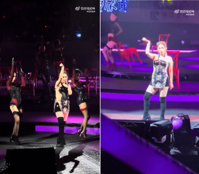 微博近日疯传一段阿娇演唱会演出的片段。（图／翻摄自微博）