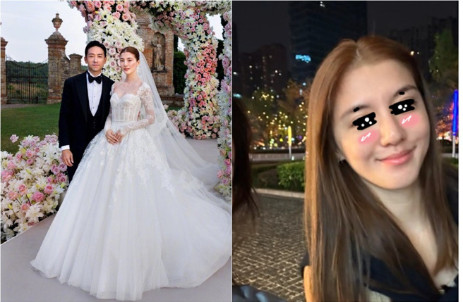 新婚的吴千语大方顶素顏和粉丝合照。（图／吴千语微博（左图）、小红书）