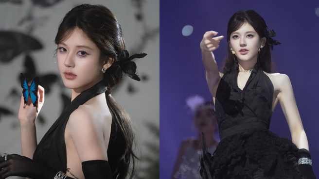 趙露登舞台首唱新歌〈You R〉變身黑天鵝。（圖／翻攝自微博 趙露思工作室）